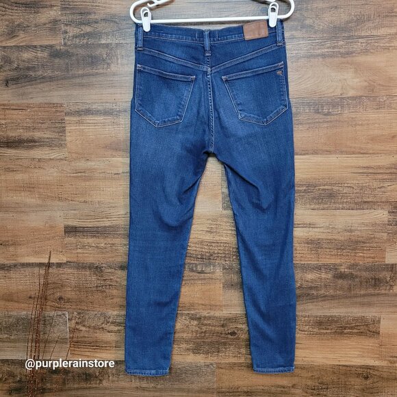 Madewell Jeans 28 Skinny 9" Mid Rise Tummy Control Medium Dark Wash Stretch - Picture 2 of 13